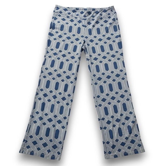 J. McLaughlin Pants - J.McLaughlin Navy White Geometric Link Wide Leg Pants Womens Size XL Stretch